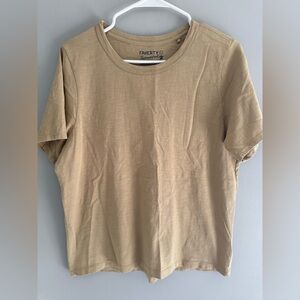 Faherty Sunwashed Organic Cotton Short Sleeve Beige T Shirt Womens SZ L Casual